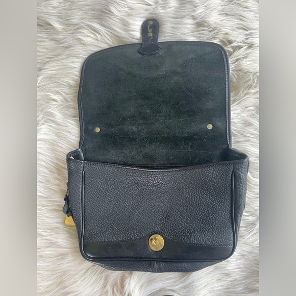 Dooney & Bourke Crossbody vintage leather satchel bag Black 90s Preppy Academia - Picture 3 of 9